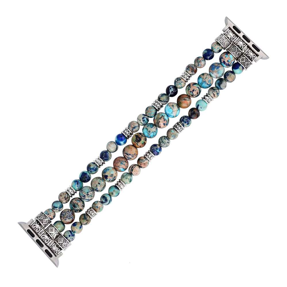 Popular Handmade Accessories Blue Imperial iWatch with Bohemian Elastic Cord Stone Strap