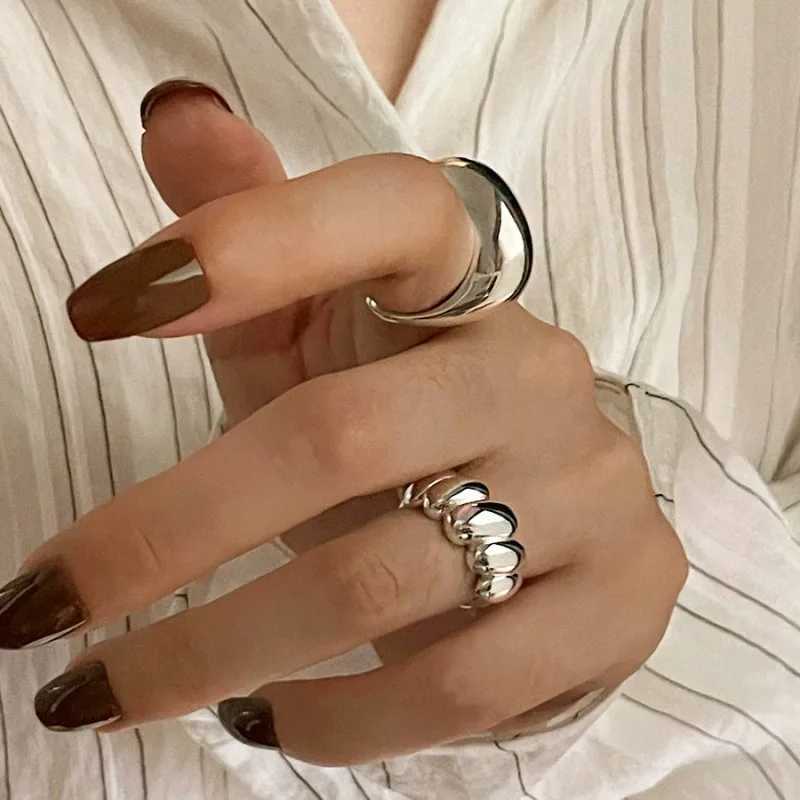 925 Sterling Silver Trend Arched Wide Ring For Women Geometry Punk Design Jewelry Asymmetric Gift Dropshipping XJ250707