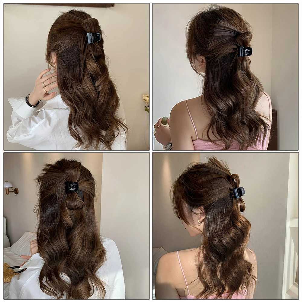 Women Half-tie Hair Claw Feather Shuttlecock Head Lazy Meatball Head Crab Clip Wig Catch Clip High Ponytail Hair Accessories Z250707