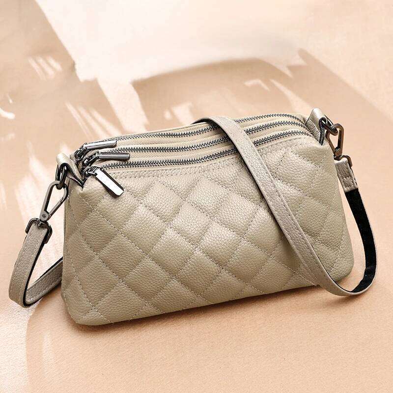 Soft Solid Genuine Shoulder Crossbody Bag For Women Designer 3 Layers Women's Handbag Cow Leather Female Tote Sac