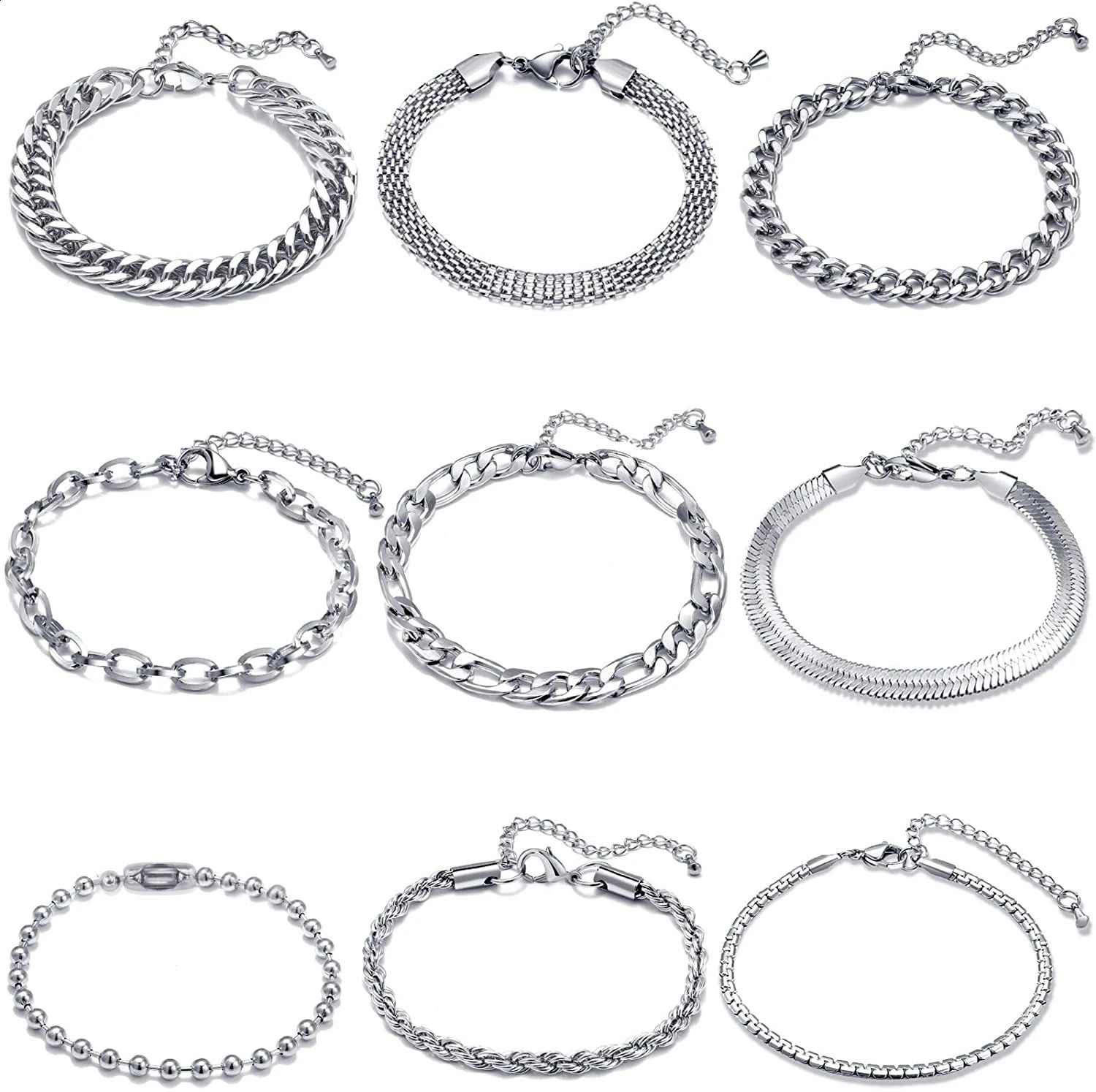9 Styles Stainless Steel Bracelet for Men Women GoldSilver Color Fashion Cuban Link Adjustable Gifts 250707