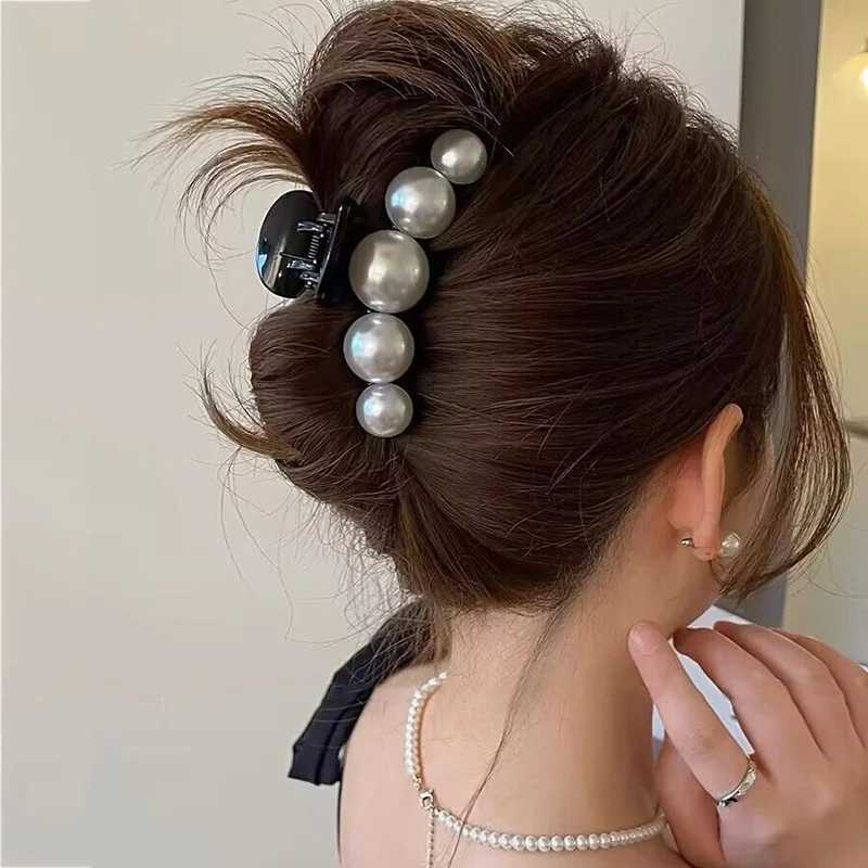 Vintage Pearl Clips Set Large Claw Korean Ponytail Big Barrettes Jaw Hairpins For Women Hair Accessories Hairgrip Gift Y250707