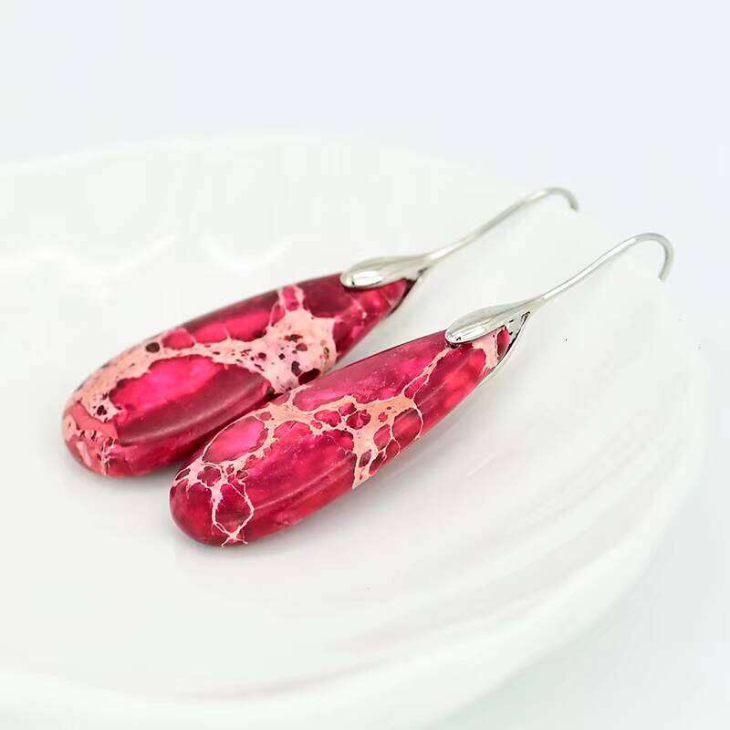 New Design Red Emperor Fashion Simple Natural Stone Earrings Jewelry Water Drop - Shipped
