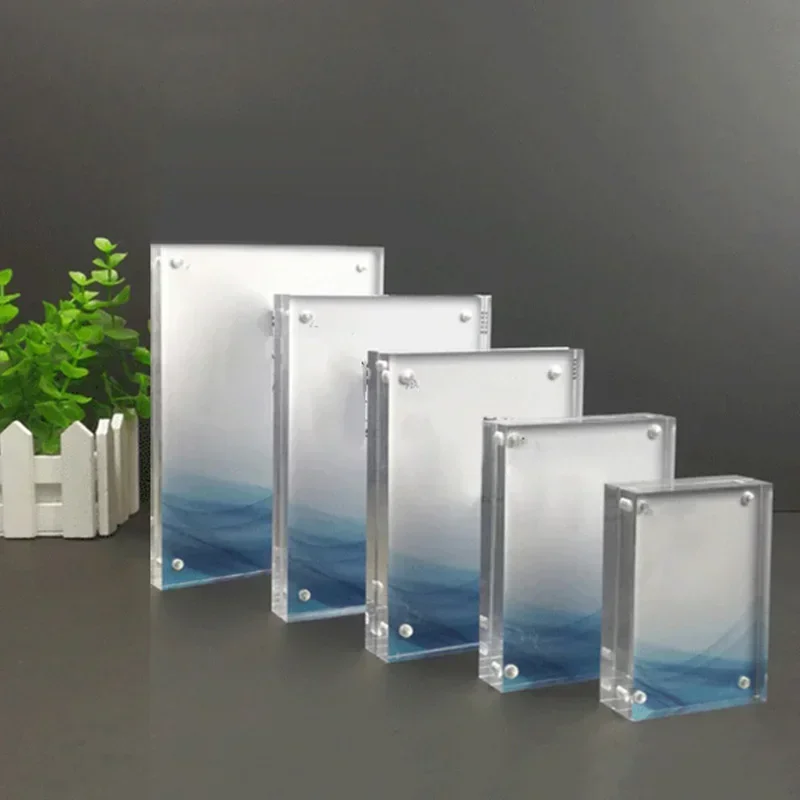 Right Angle Acrylic Photo Set Square Picture Clear Frame Display Transparent 0.8+0.8cm 6*9 9*13 H260306