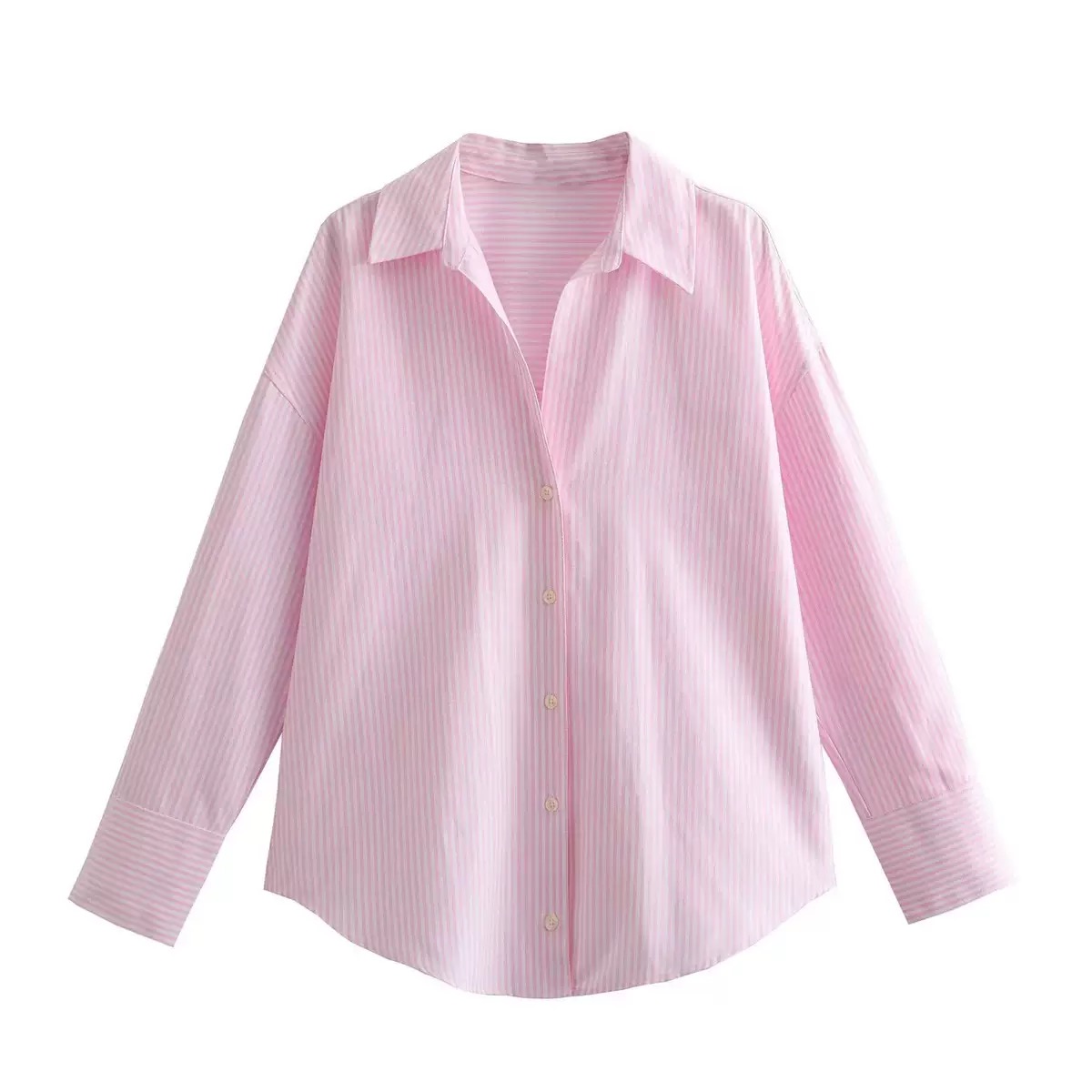 TRAF Women Fashion Long Sleeve Single-breasted Lapel Cotton Oxford Blouse Street Clothing Shirt Chic Ladies Crop Tops Mujer
