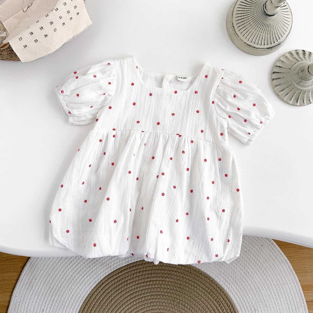Summer Hot Newborn Baby Girl Dress Girls Embroidered Round Sleeves Princess Dress Childrens Dress 0-3Y Infant Baby Clothes R250707