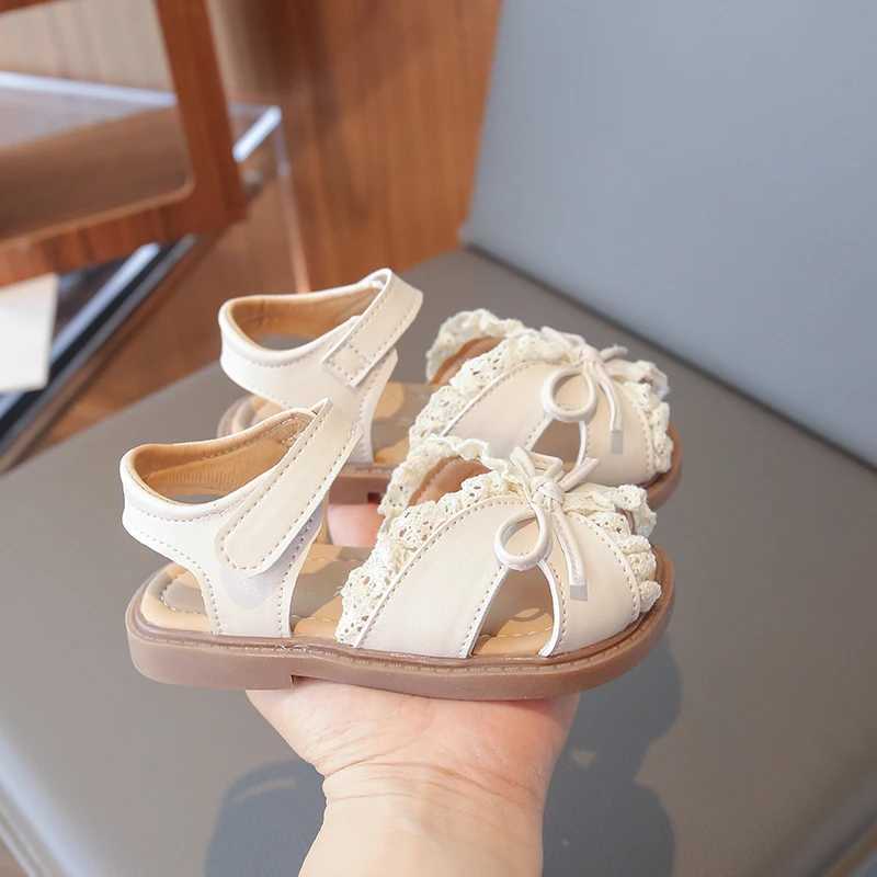 2025 Summer New Girls Sandals Childrens Princess Shoes with Soft Soles and Soft Tops Fashionable Lace Bow Sandals for Babies R250707
