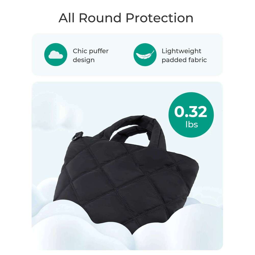 Puffy Mini Tote Quilted Grid Shoulder Bag Small Purse Handbag Organizer Crossbody Bags for Women
