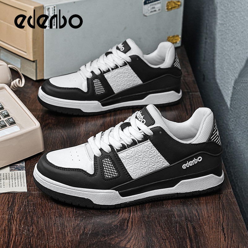Edenbo men's shoes 2025 new seasons hot style white shoes casual leather black and white versatile sports shoes for men