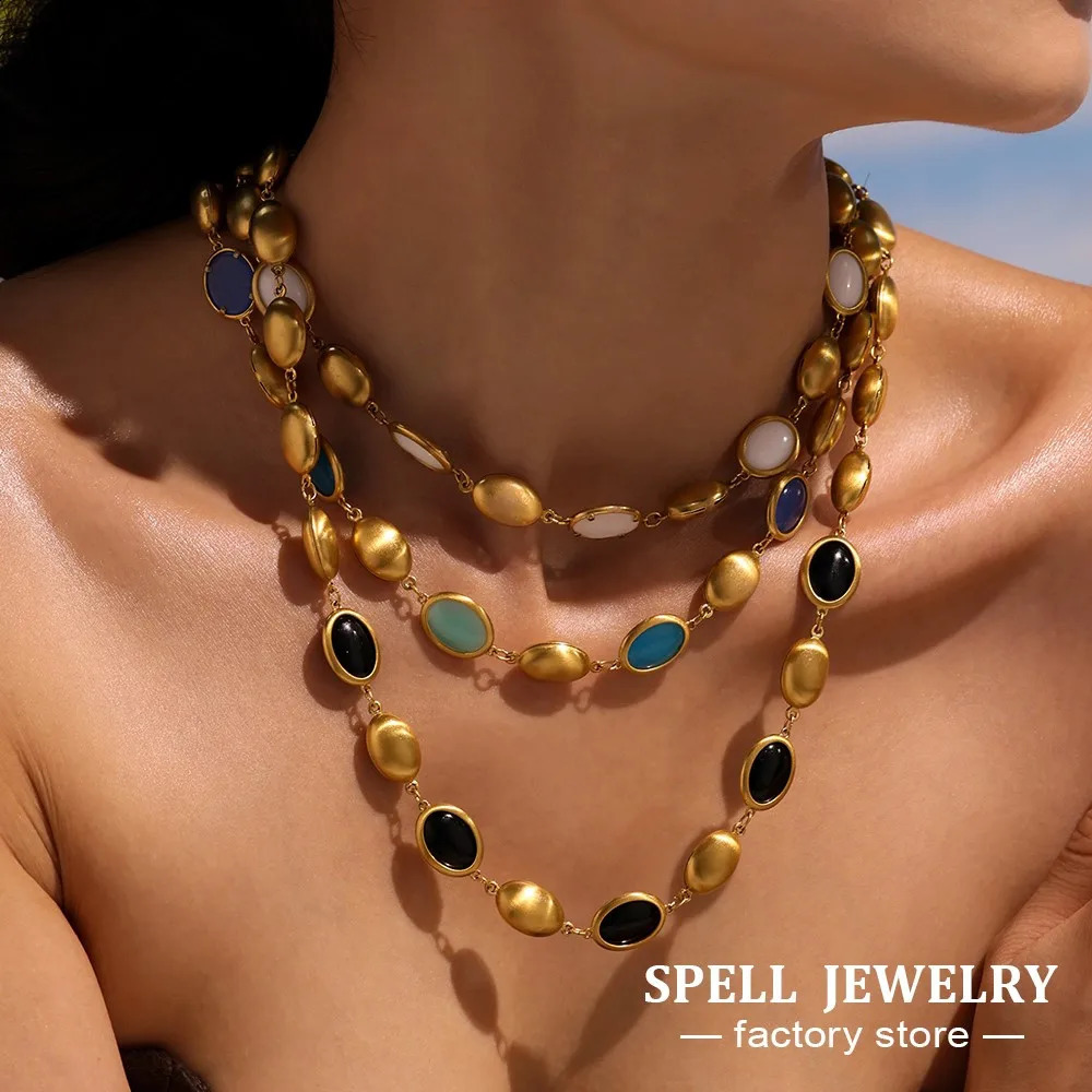 Unique Necklace Bracelet Earring In Stainless Steel With Multi Color Opal Necklaces Matching Bracelets Dangle Earrings For Women 250707