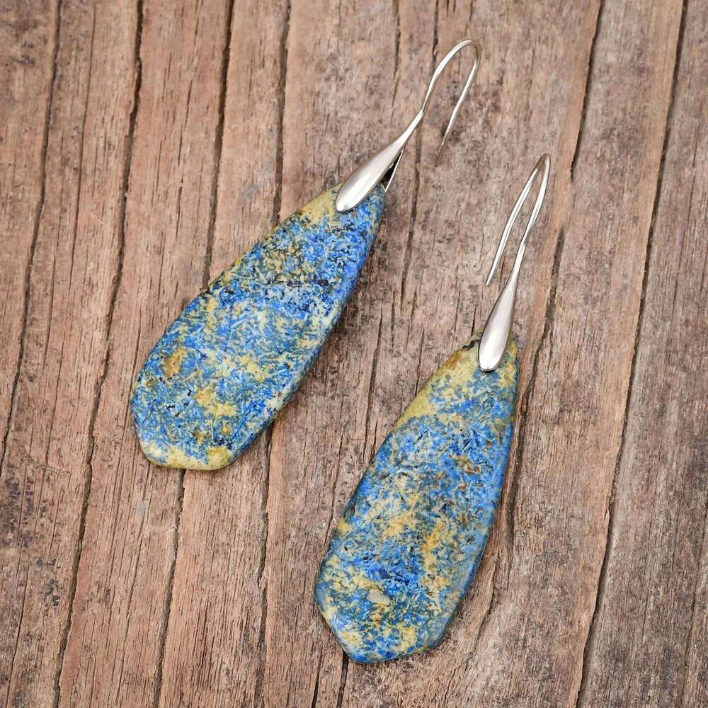 Lapis Lazuli Pointed Natural Women's Gift Jewelry Bohemian Stone Earrings