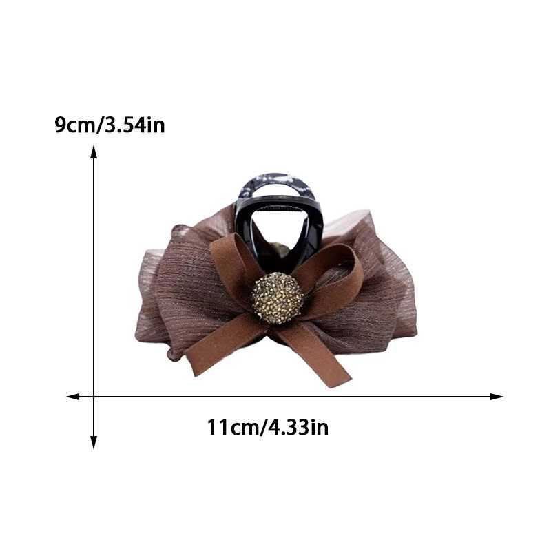 Elegant Temperament Mesh Bow Hair Clip for Woman Seersucker Shark Clip Fashion Girls Back Head Hair Clamp Z250707