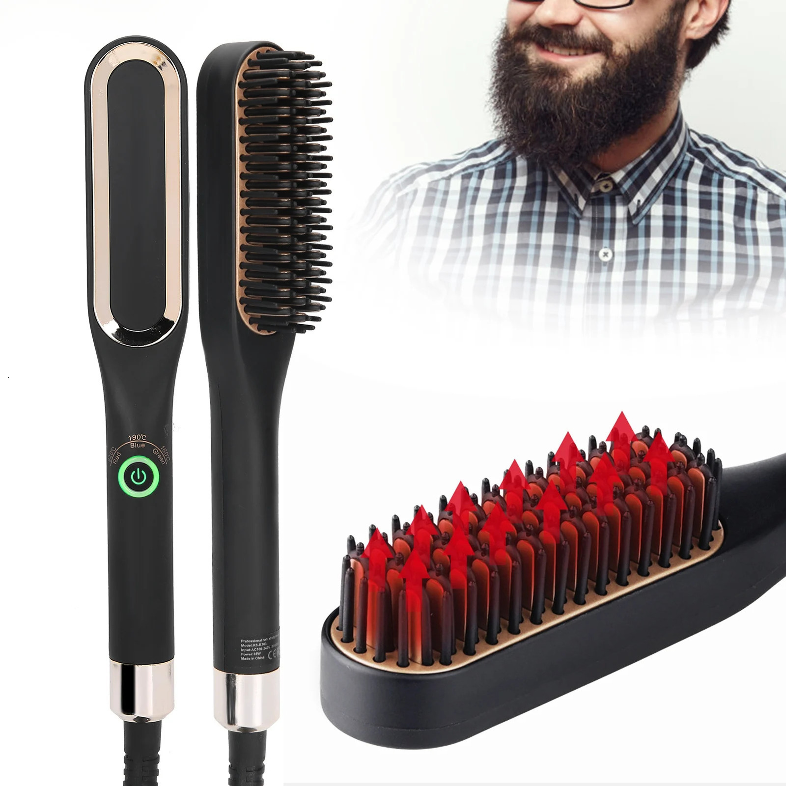 Electric Beard Straightening Comb Multifunctional Straightener Brush Hair Styling Tool for Men 250624