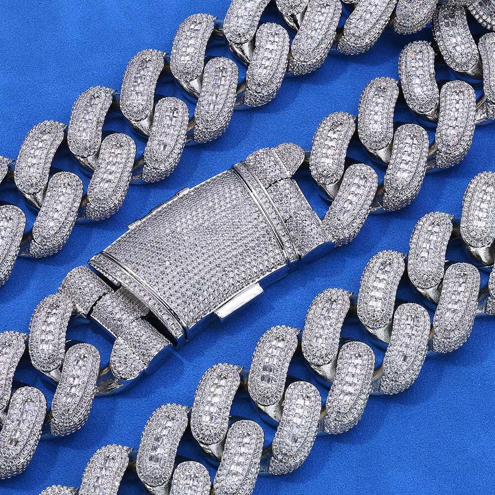 925 Silver Moissanite Necklace 29mm Cuban Chain Versatile Hip Hop Jewelry for Men Trendy Brand