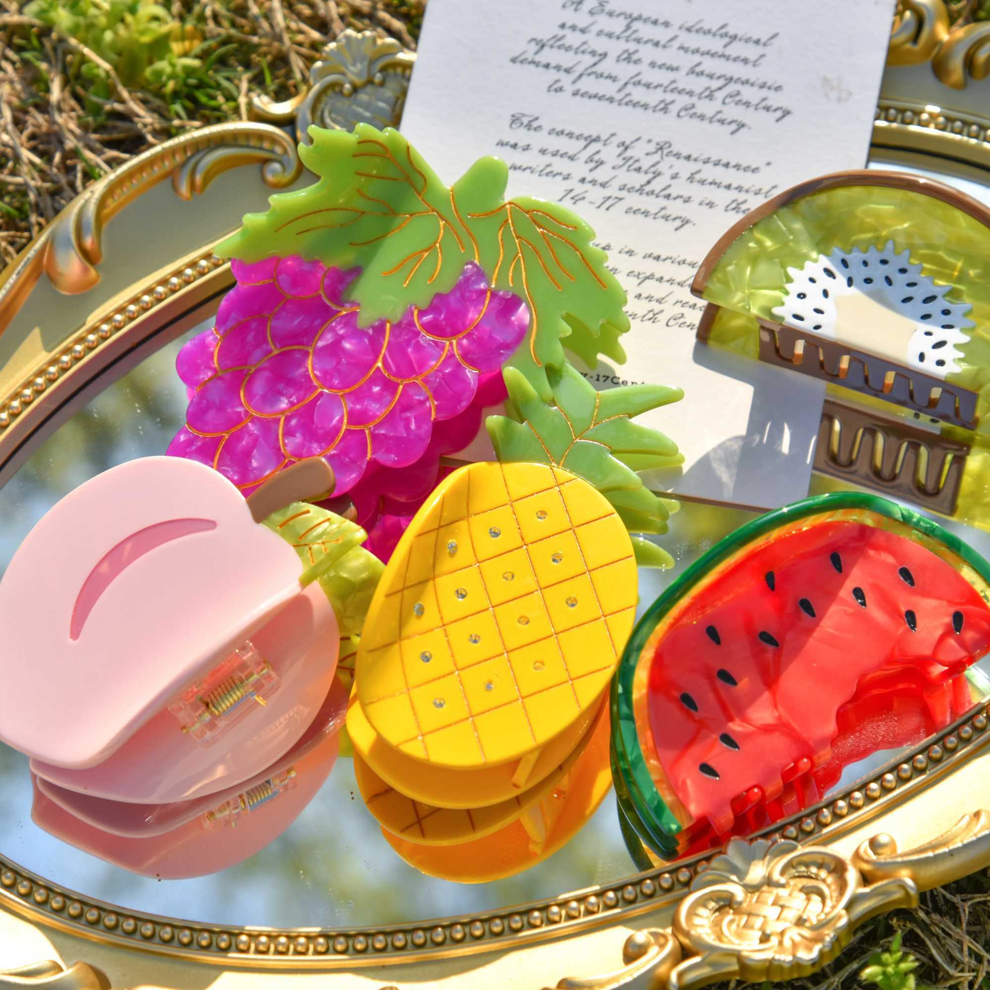 Muweordy Summer Fruit Series Acetate Claw Clip Hairpin Watermelon Hair Clip for Girls Colorful Crab Hair Clip Hair Accessories Y250707