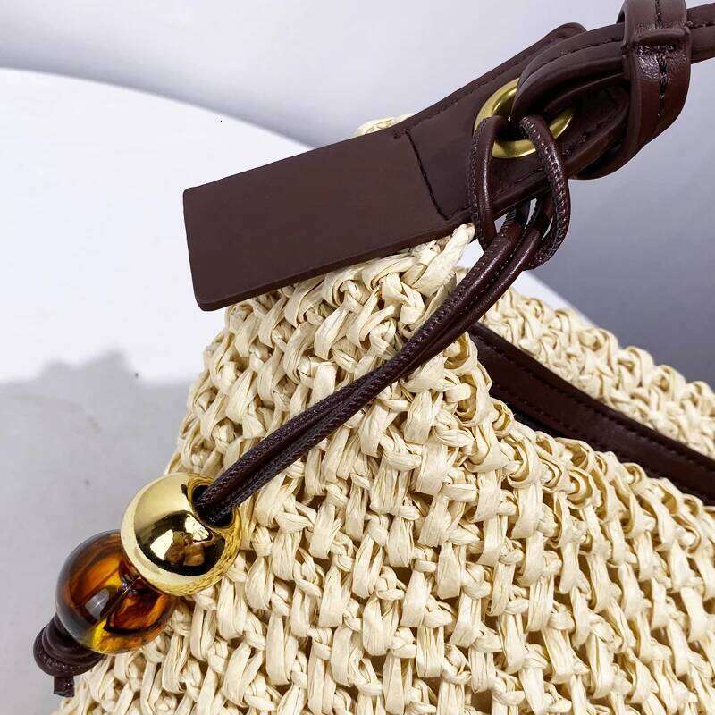 Bohemian Beach Straw Woven Bags For Women Designer Handbag And Purse 2025 New In Grass Beaded Ornaments Underarm Shoulder