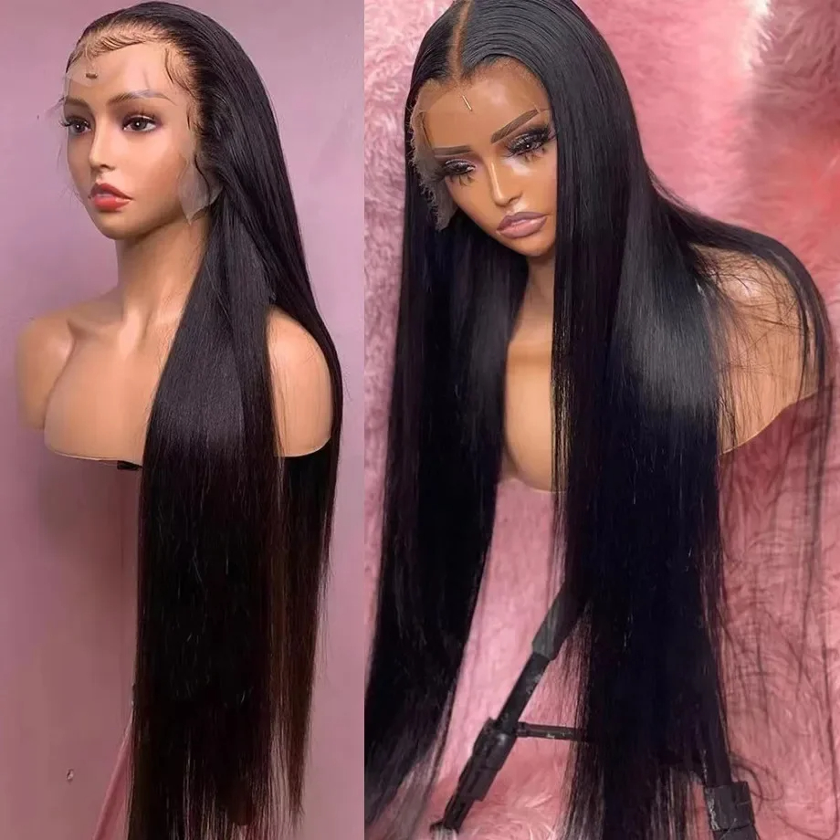 180 Density Straight Hair Similar to Real Human Hair Wigs Brazilian 13x4 Lace Front Wigs For Black Women Pre Plucked Black Color Synthetic Frontal Wig