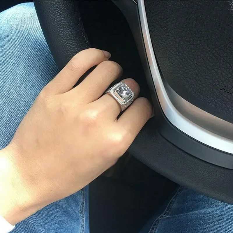 Mens 925 Sterling Silver Ring 2ct Simulated Diamond Engagement Wedding Bands Boys Sapphire Jewelry Size 8-13 Boy Gift XJ250707