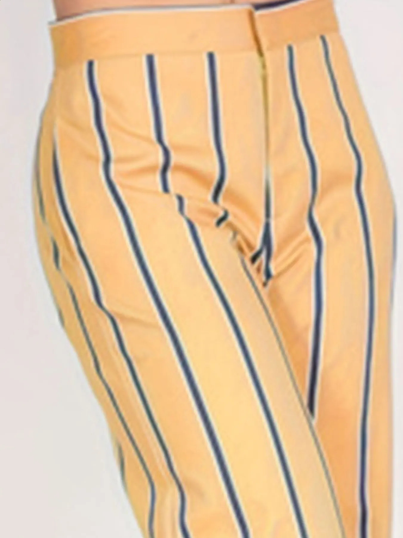 Womens Elegant Pants Plus Size Striped Print Zip Up Straight Leg Loose Trousers 250628