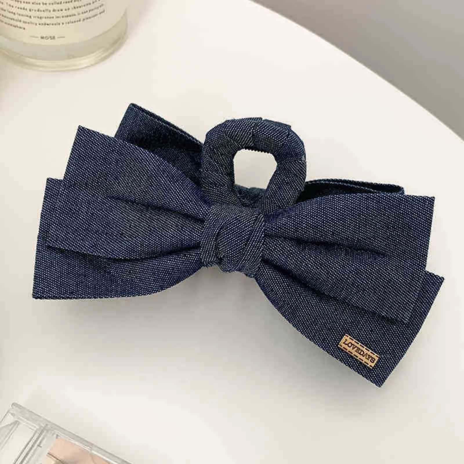 1PC Cowboy Cloth Hair Clip Bow Clip Headdress Female Back of Head Plate Hair Grab Clip Temperament Large Shark Clip Hairpin Z250707