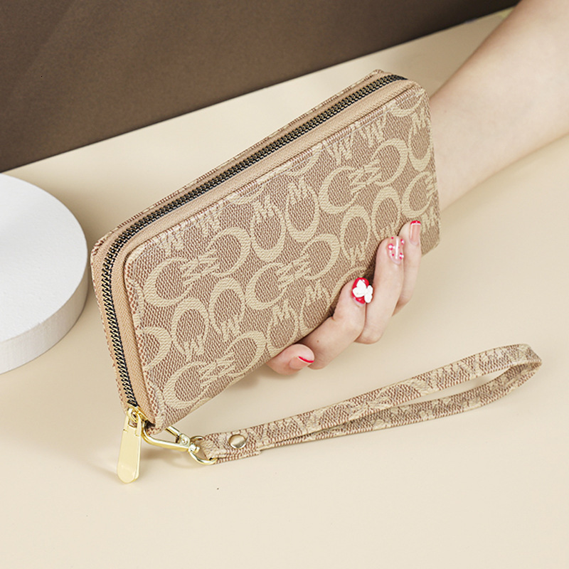 Designer Long Wallet 2025 New Korean Style Zipper Clutch Multi-Card Slot Large Capacity Printed Phone Women's Light Luxury Bag