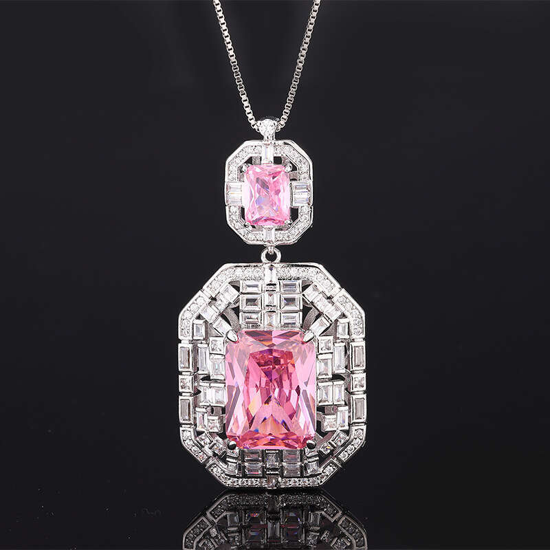 2024 Spring New Pendant Inlaid With Dias Geometric Zircon Chain Jewelry Hanging Decoration Tiktok Live 7F5