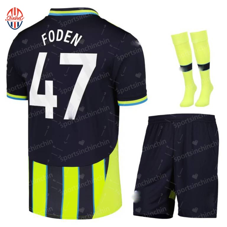2526 Season Home Soccer Jerseys 9 Harland 17 De Bruyne Foden 47 Children's Kit Soccer Jerseys 10 Gralish 11 Doku Kindergarten Training Sports Mat