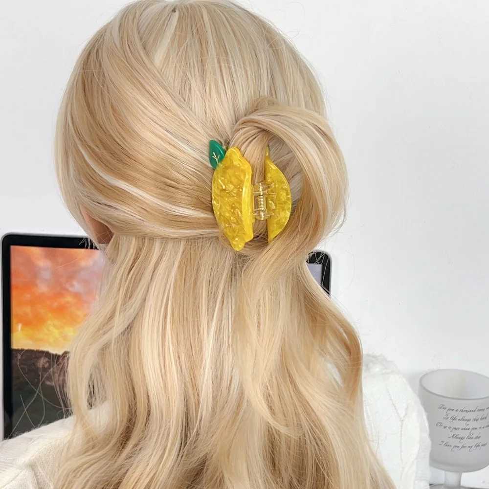 Multi Style Rhinestone Fruit Lemon Grape Cherry Acetate Hair Claw Light Luxury Eco-friendly Claw Clip for Women Girls Hair Accessories Y250707