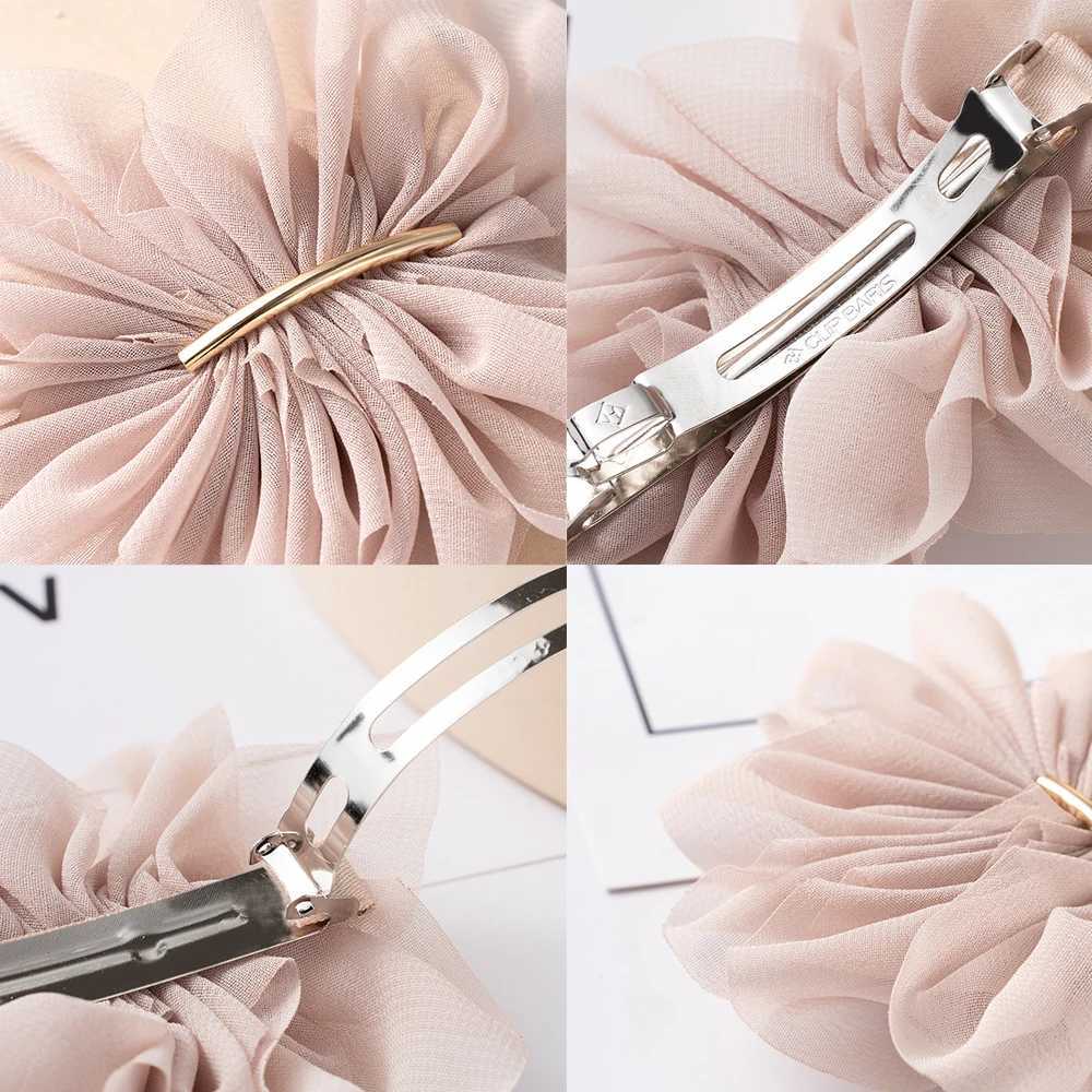 Big Spring Hair Claw Clips Women Metal Chiffon Flowers Ponytail Holder Hairpin Barrettes Fashion Girls Hair Accessories Hairgrip Z250707