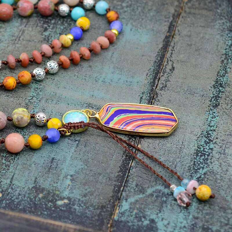 Natural Beads Handmade Multi-color Necklace Women's Jewelry Gift