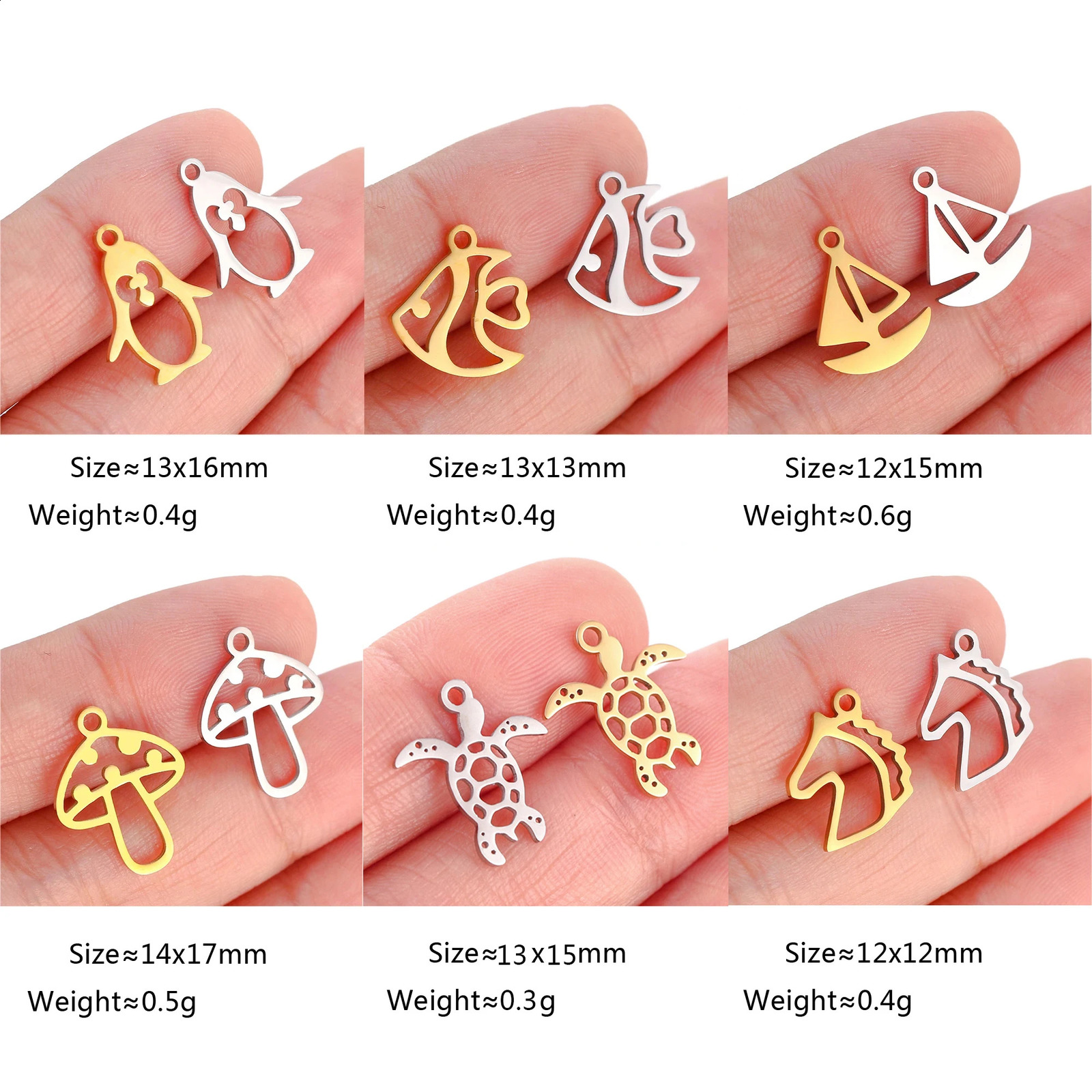 5pcsLot Marine Life Charms Stainless Steel Coconut TreeRoseSailing Boat Pendants DIY Necklace Bracelet Jewelry Making 250625