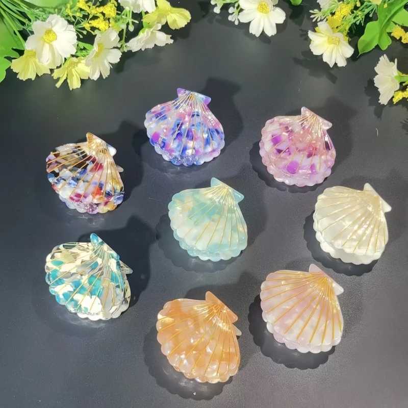 1 Pcs Vintage Style Women Plate Hair Clips Shell Shape Simple Multi-color Acetate Bobby Pins Y250707