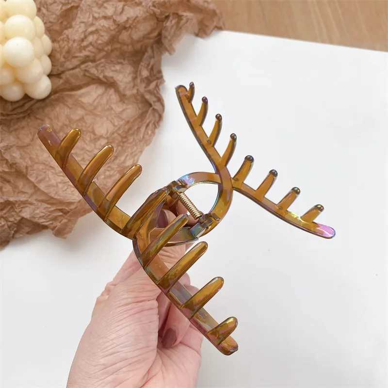 UXSL New Oversized Hair Claw Shark Clips Shiny Colorful Cross Grab Clip Elegant Ponytail Hairpin Hair Accessory for Women and Girls Y250707