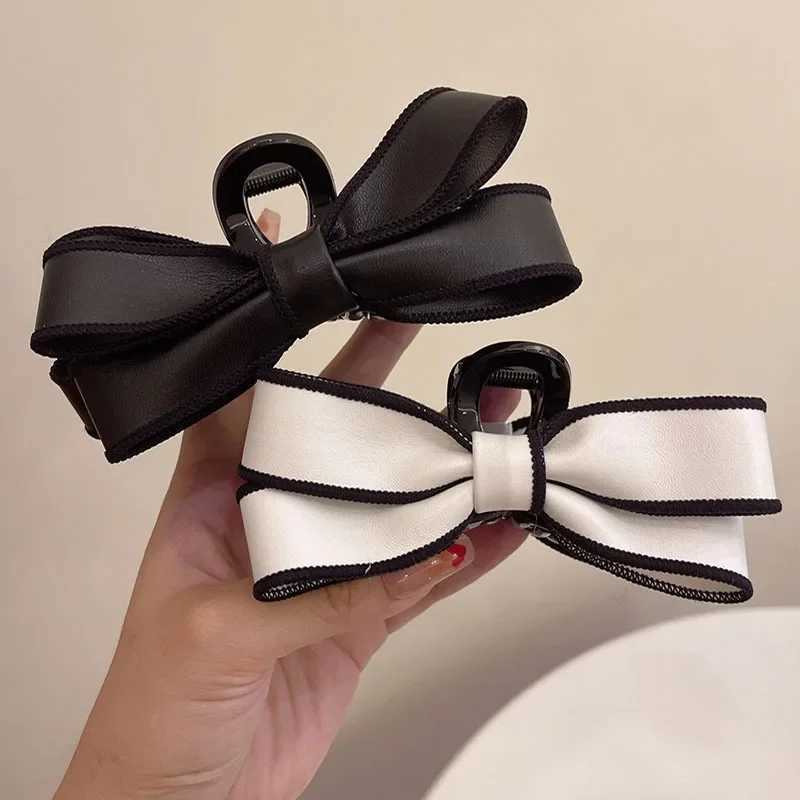 Large Bows Hair Claw Clips for Women Black White French Elegant Hairpin Fabric Hair Clips Sweet Hair Accessories Girls Headdress Z250707