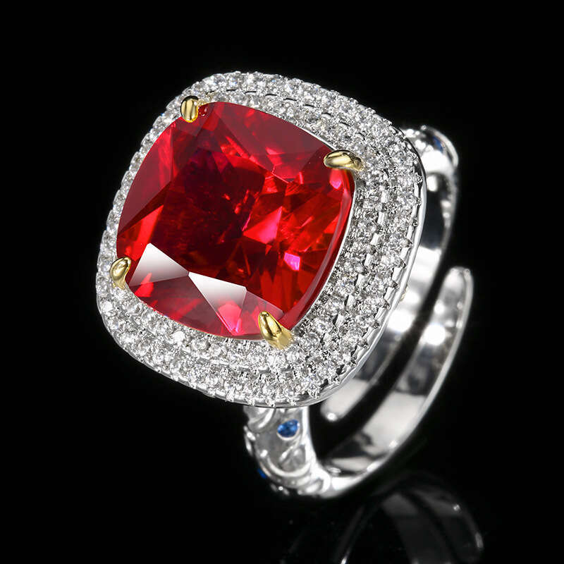 New Huayoumei Jewelry Ring Copper Material Imitation Red Corundum Women's High-End Fashion Versatile 9E2