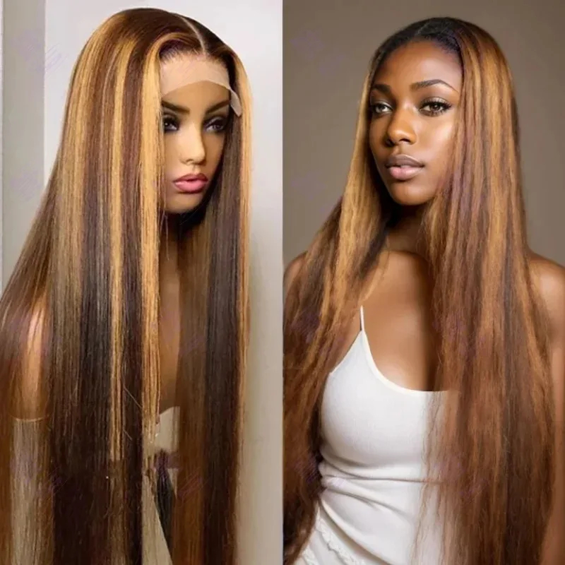 34 Inch Bone Straight Wig Similar to Real Human Hair Pre plucked Transparent HD 13x4 Lace Front Wig For Black Women Syntthetic Hd Lace Wig Straight Ha