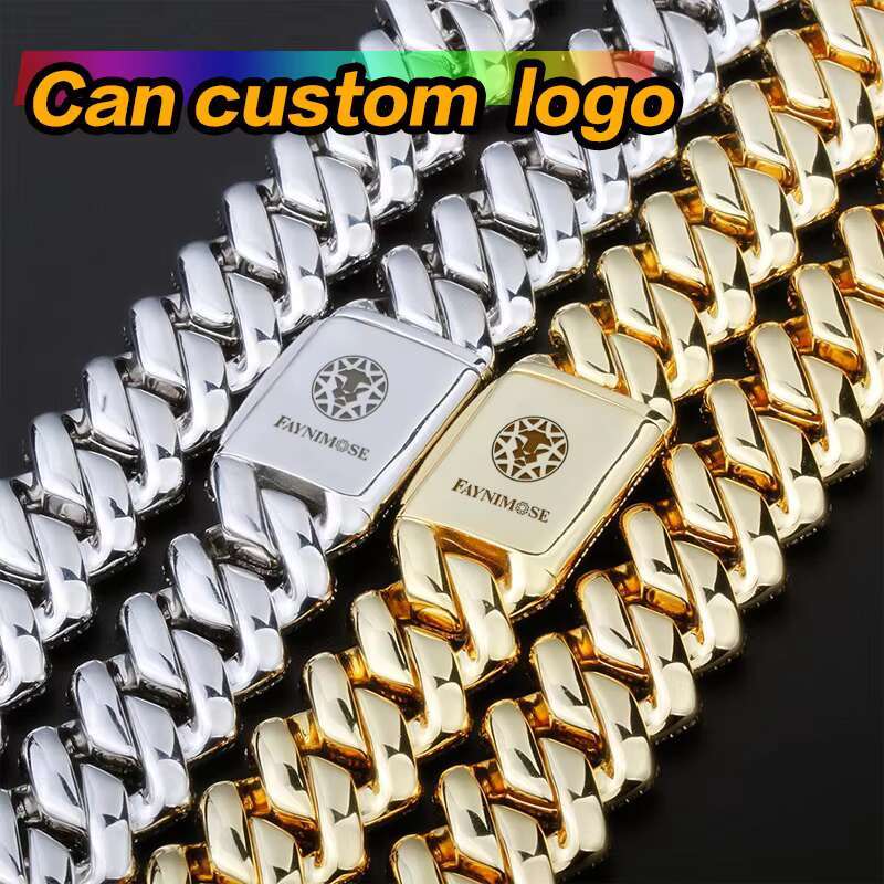 Wholesale Iced Out Jewelry Moissanite Cuban Link Chain Necklace 925 Sterling Silver Vvs Diamond 14K Gold 10Mm 16Mm 20Mm for Men