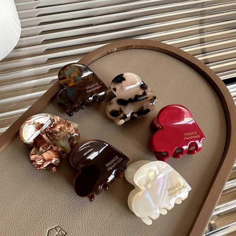 3.5cm Small Hair Claw Acetate Hair Crabs for Girls Cute Heart Shaped Hair Clips Children Women Hair Accessories Y250707