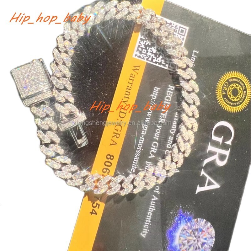 Moissanite Cuban Link Chain Custom Jewelry Miami Real 925 Sterling Silver Cadena Cubana Diamond Hip Hop Jewelry