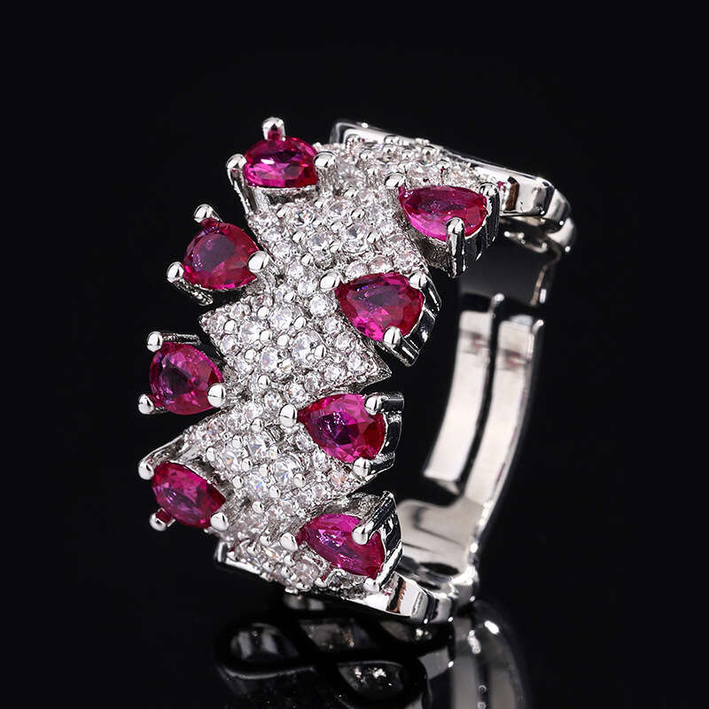 Huayoumei Jewelry Imitation Natural Tanzanite New Inlaid With Red Corundum Ring 78F