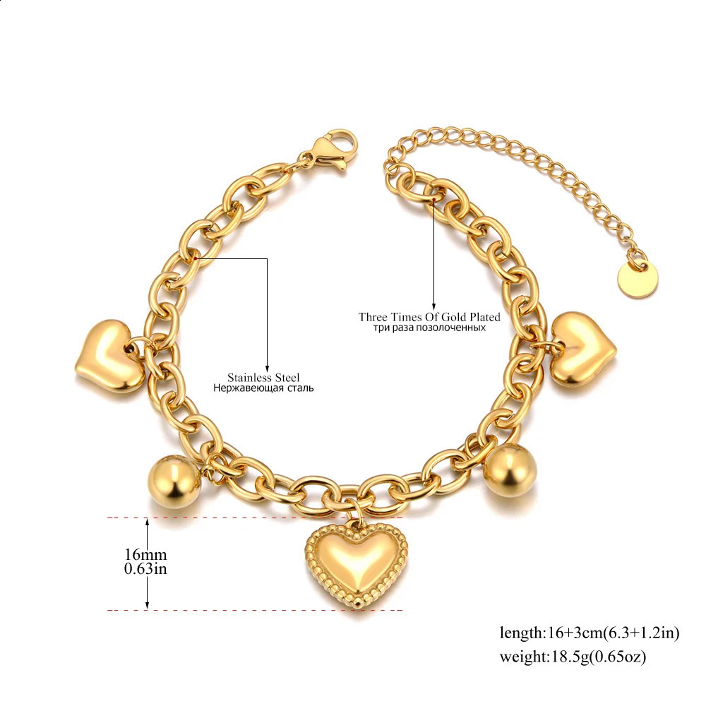 Lokaer Fashion Stainless Steel Heart Beach Holiday Bracelet 18K Gold Plated Handmade Waterproof Summer Jewelry for Women B25016 250707