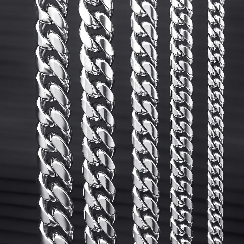 8MM 14MM Thick HNSP Stainless Steel Cuban Chain Necklace for Men Neck Jewelry Punk Male Bracelet Hand Accessories 250707