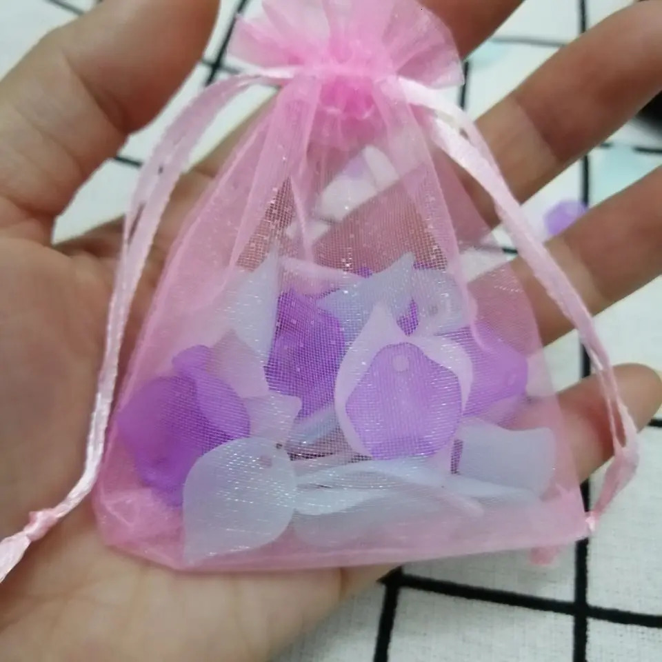 Wholesale 100 Pcs/lot Pink Organza Bags Drawstring Pouches Jewelry Bags Gift Packaging Bags Christmas Wedding Gift Package Bags 250702