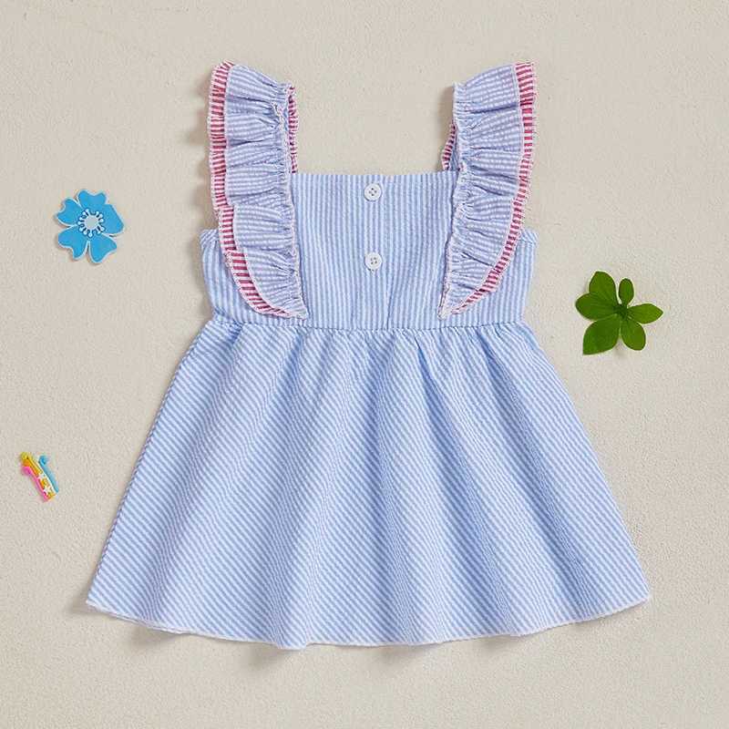Toddler Girl s Cute Striped Dress with Flutter Sleeves Bow Detail and Convenient Pockets - Perfect for Everyday Wear or R250707