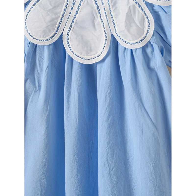 1-6 Years Girls Dress Summer Petal Collar Puff Sleeved Elegant Baby Kids Princess Birthday Dresses Children Clothes Party Dresses R250707