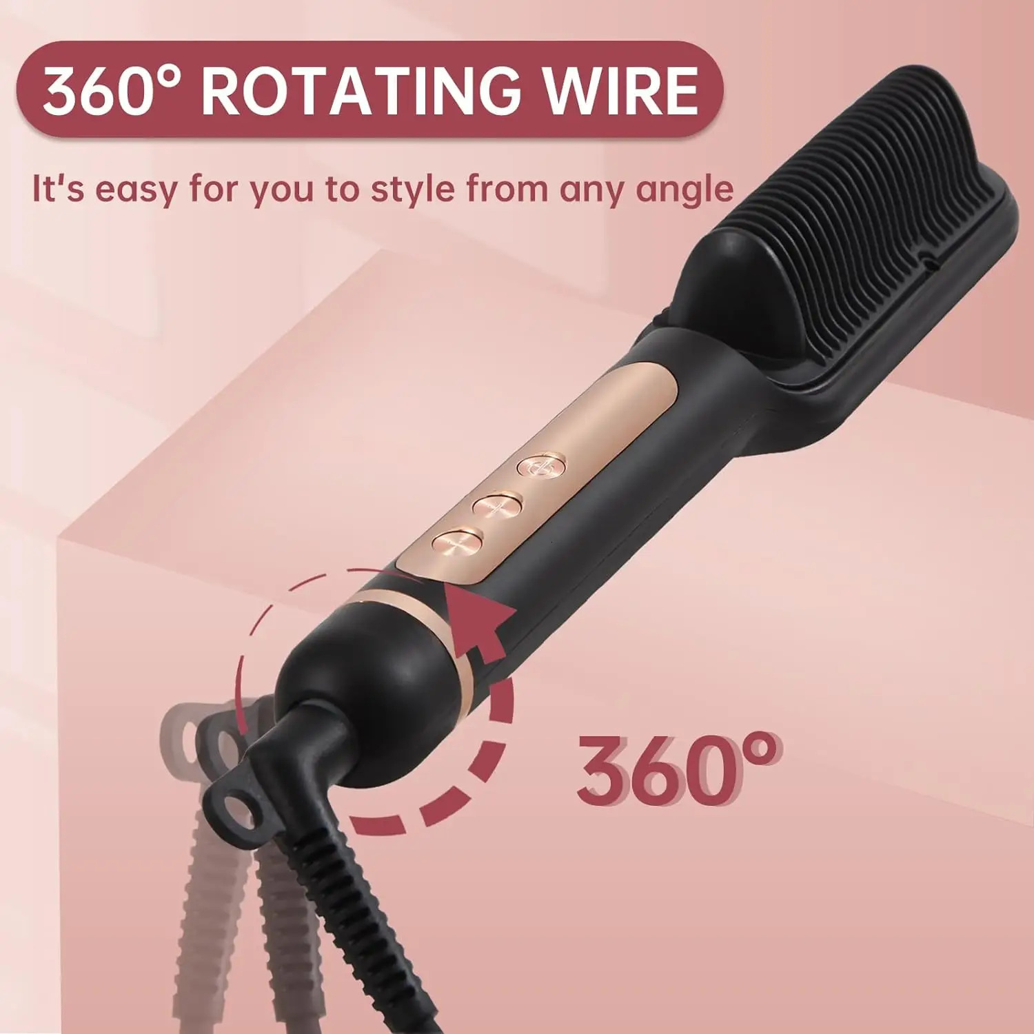 AP02 Negative Ionic Hair Straightener Brush Fast Heating AntiScald AutoShut Off for Women 250624