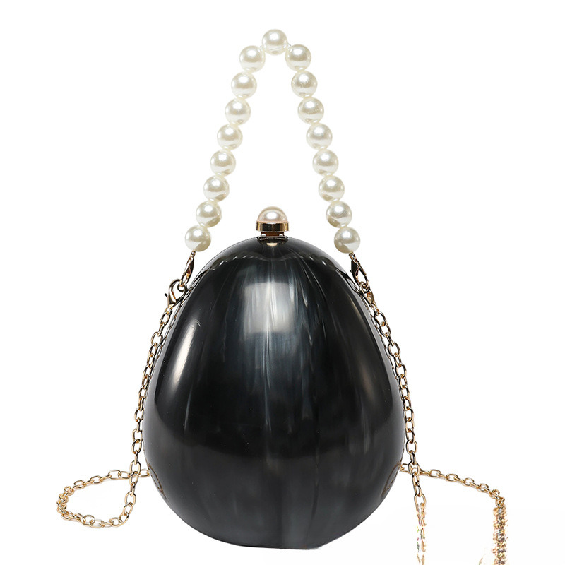 Cross border niche amber pattern irregular acrylic shell handbag designer bag banquet goose egg box bead tote trend basket trend shoulder bag