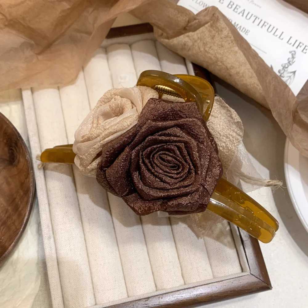 Vintage Linen Flowers Large Hair Claws Farbic Ponytail Hair Clips Crab For Women Girls Gifts Hair Accessories Valentine Headwear Z250707