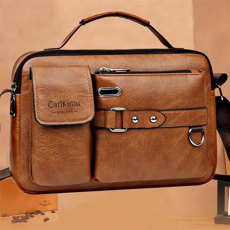 PU Handbag Mens Casual Business Large Capacity Shoulder Crossbody Bag ddmynov