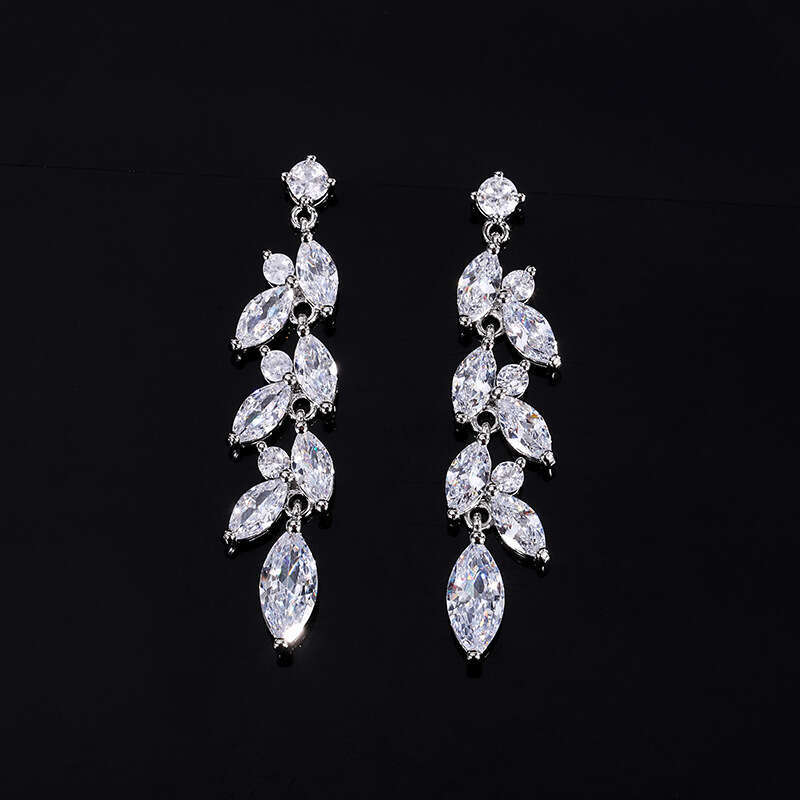 New Zircon Jewelry Bridal Necklace Earrings Set Wedding Dress Accessories 341